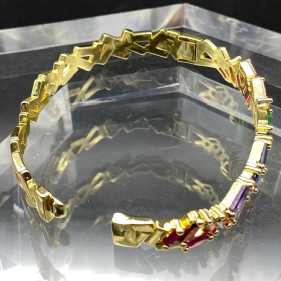 Rainbow Zircon Gemstone Bangle Bracelet - Picture 8 of 9